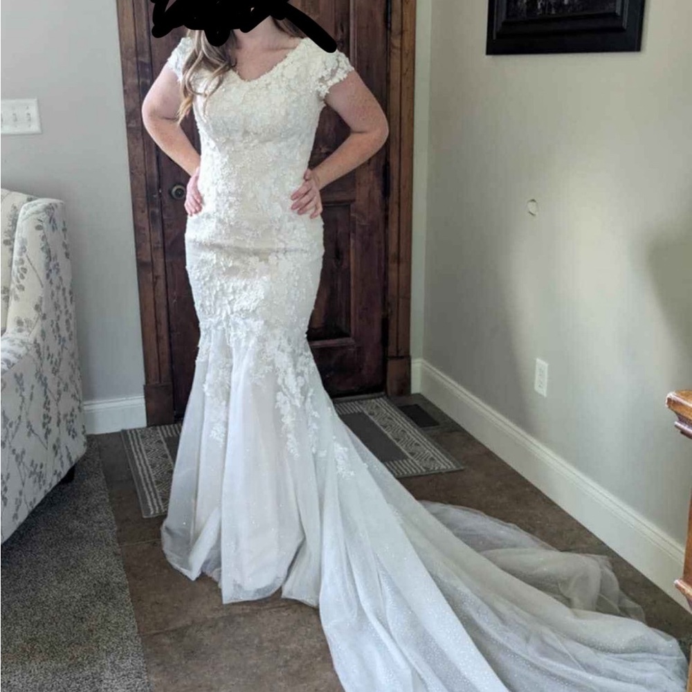MODEST LDS MOMENTS MADE CASA BLANCA WEDDING DRESS